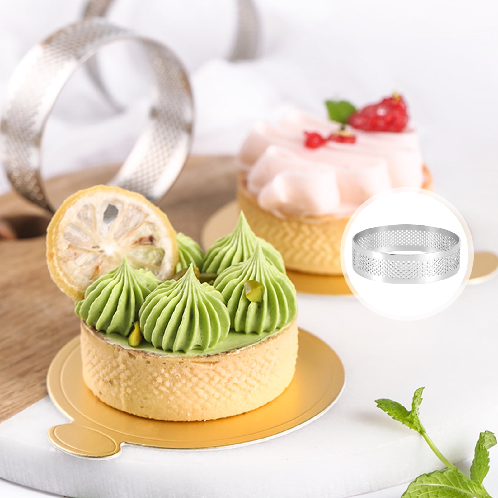 7/8cm Baking Round Perforated Tart Ring Mousse Pie Quiche Circle Mold Shell Pan 