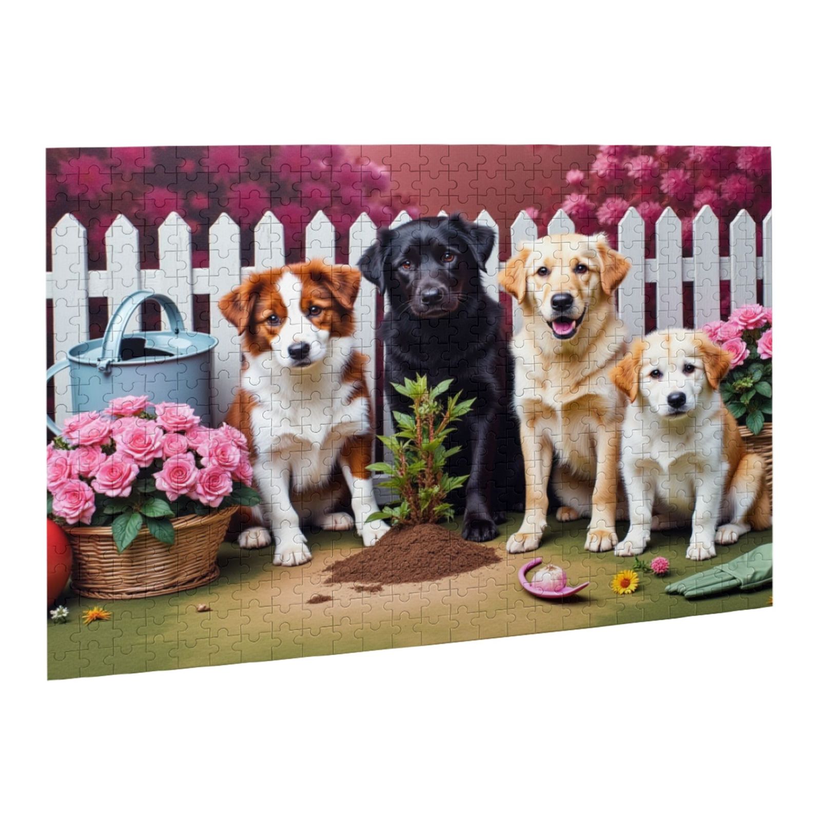 500 Piece Jigsaw Puzzles For Adults Four Dogs Gardening Roses 500Piece Adult Jigsaw Puzzle Challenging And Relaxing Puzzle For Family Fun， Great Gift Idea， Home Decor