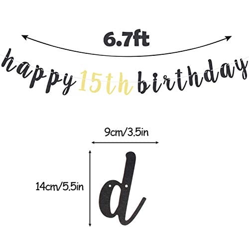 LINGTEER Happy 15th Birthday Party Decorations,15th Birthday Glitter Garland Banner - Chee LINGTEER LINGTEER