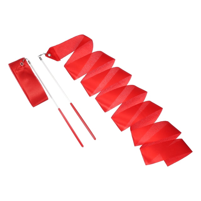 Uxcell 2 Pcs Dance Ribbons, 78.7" Rhythmic Gymnastics Ribbon Streamers Dancer Wand Twirling Dancing Ribbons for Artistic Dancing Gymnastics Training, Red