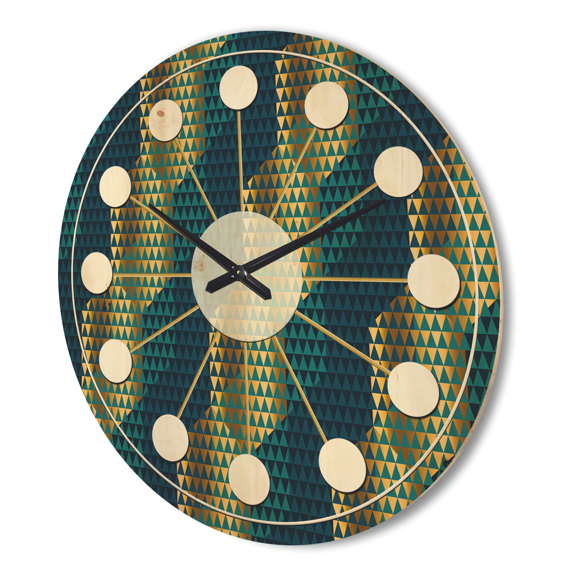 Designart 'Hexagon Retro Pattern VII' Mid-Century Modern Wood Wall Clock