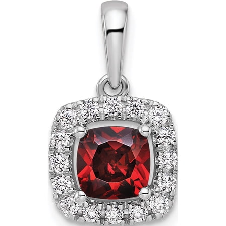 14K White Gold Lab Grown Diamond And Garnet Halo Pendant (12 X 10.8) Made In India pm9037-ga-028-wlg
