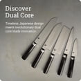 thumbnail image 6 of Shun Dual Core 8" Kiritsuke Knife, Handcrafted Japanese Kitchen Knife for Professional and Home Chefs, VG10 and VG2 Damascus Steel Blade, Pakkawood Handle, 6 of 7