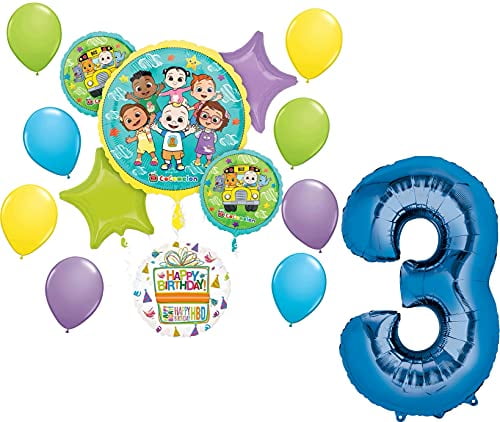 CoComelon Party Supplies 3rd Birthday 15 pc Balloon Bouquet Decorations