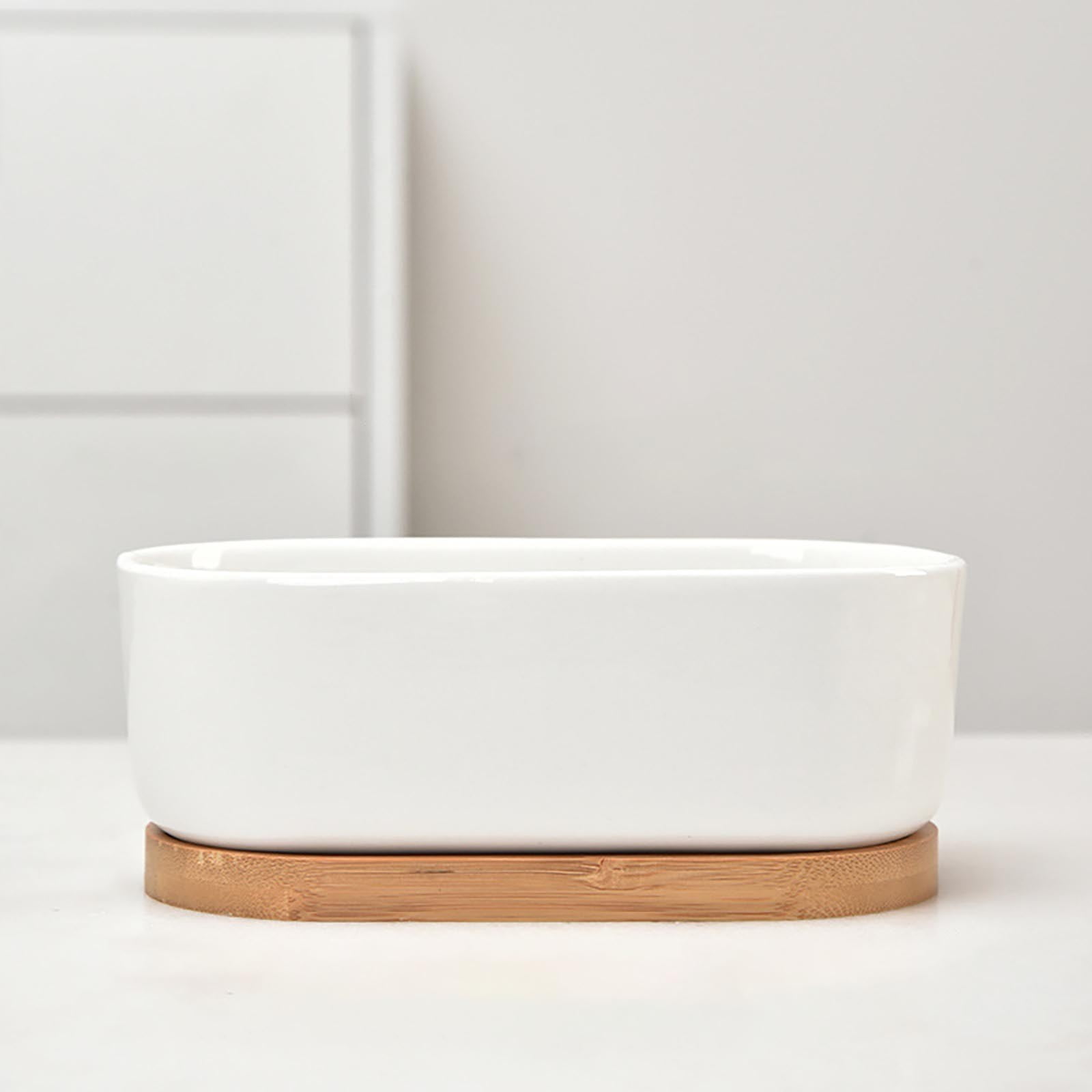 LYINGF Flower Pot Ceramic with Tray Border Small Flower Pot White Porcelain White Simple Rectangular Special Potm,Rectangular Succulent Planter Window Box
