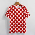 thumbnail image 3 of Red Polka Dots Pattern Women's Short Sleeve T-Shirt Crew Neck Casual Summer Trendy Loose Fit Tops, 3 of 6