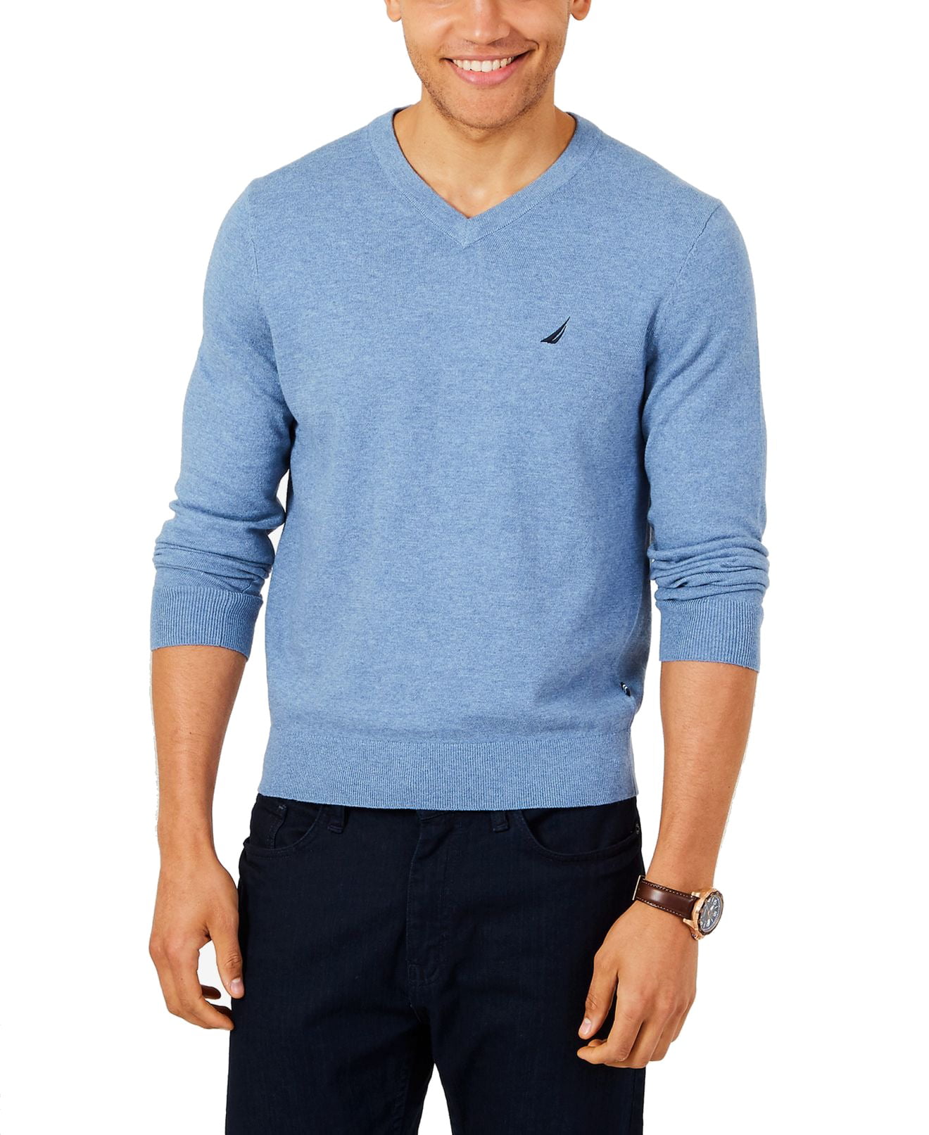 Mens Sweater Large V-Neck Logo Pullover Knitted L - Walmart.com