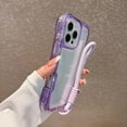 thumbnail image 5 of For iPhone 16 Clear Phone Case,3-in-1 Heavy Duty Protection,With Wrist Strap,Transparent Back,Shockproof Bumper Military Drop Protection Anti-Scratch Rugged Phone Case,Purple, 5 of 10