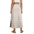 thumbnail image 6 of Womens Striped Print Maxi Skirt High-waisted Drawstring Swing Mid-length Side Slits Boho Beach Vacation Long Skirts Multicolor S, 6 of 6
