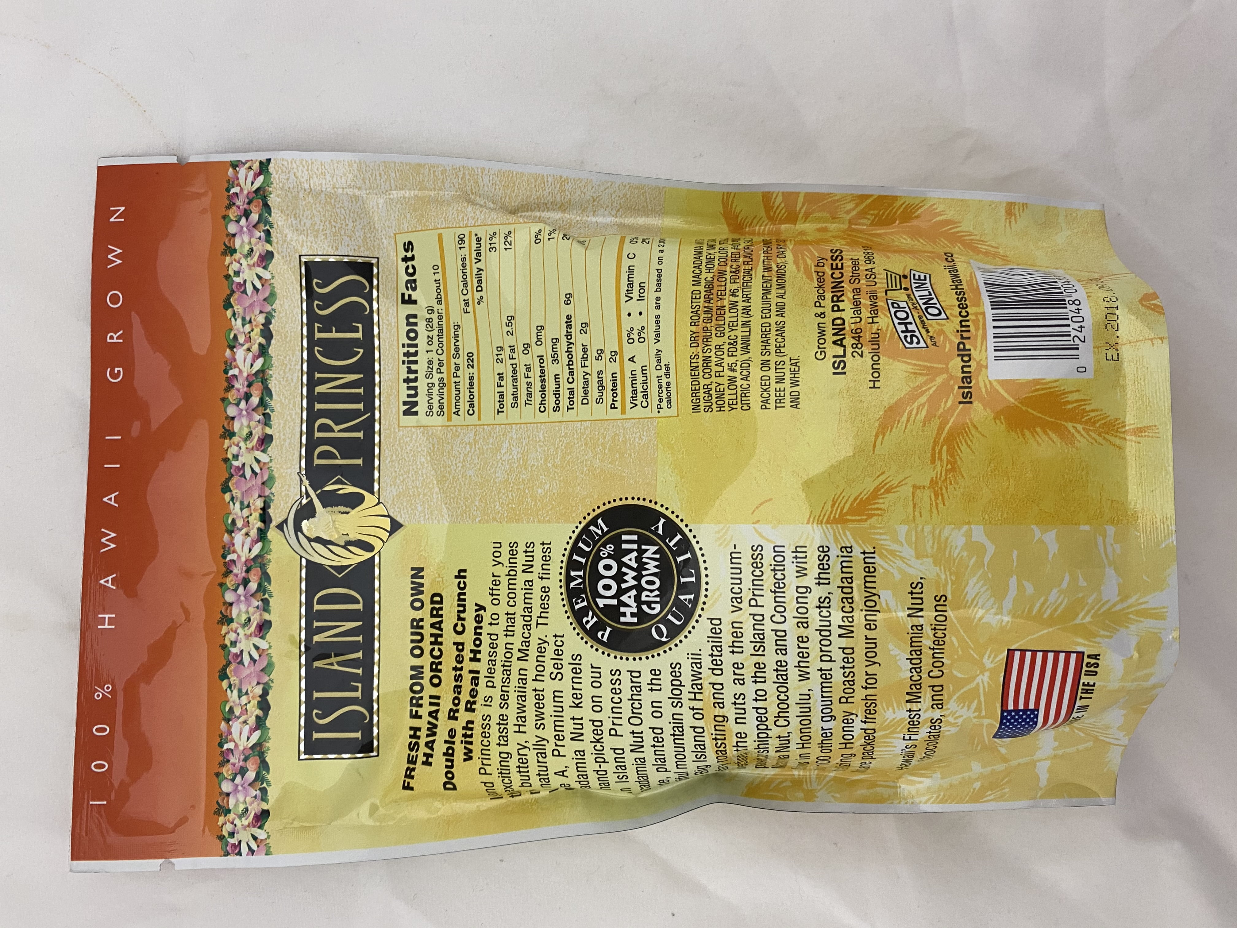 Island Princess Honey Roasted Hawaiian Macadamia Nuts, 10 oz.