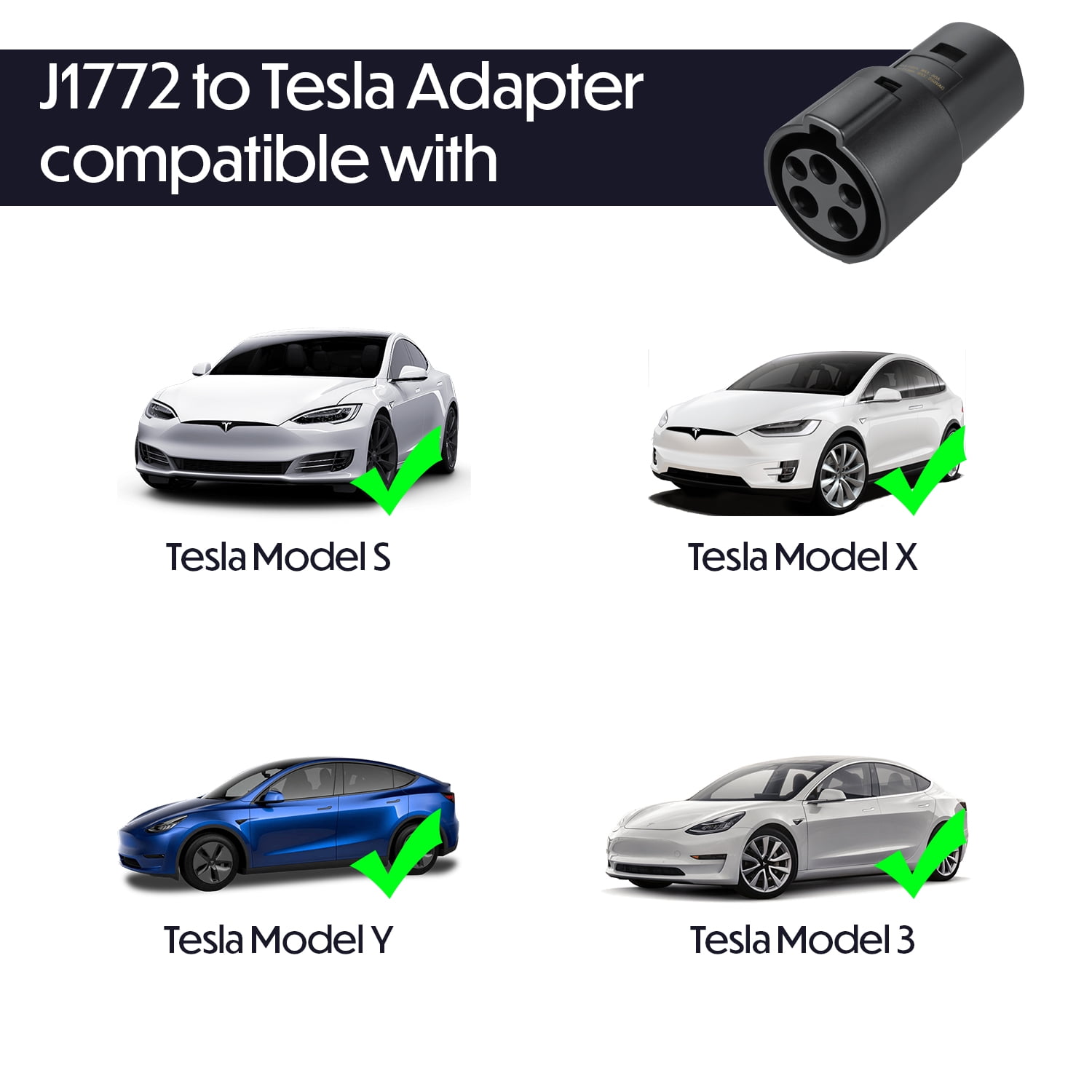 Lectron J1772 to Tesla (NACS) EV Adapter | 250V | 80 Amp