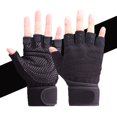 thumbnail image 1 of Guantes de levantamiento de potencia para hombre, manoplas transpirables de medio dedo para gimnasio, entrenamiento, Crossfit, levantamiento de pesas, culturismo, Fitness, deportes, ejercicio Fivean Guantes deportivos, 1 of 2
