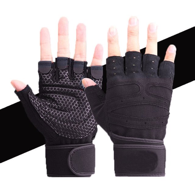 Guantes de levantamiento de potencia para hombre, manoplas transpirables de medio dedo para gimnasio, entrenamiento, Crossfit, levantamiento de pesas, culturismo, Fitness, deportes, ejercicio Fivean Guantes deportivos