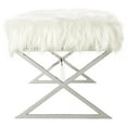 thumbnail image 4 of Posh Colin Fur Fabric Upholstered Bench with Stainless Steel Legs - White/Chrome, 4 of 8