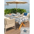 thumbnail image 5 of Outdoor Tablecloth with Umbrella Hole for Patio/Picnic/Party/Camping, Texas Star Navy Blue Waterproof Table Cloth Rectangle Table Cover Washable, Farmhouse Vintage Art Wooden (60"x 84"), 5 of 8