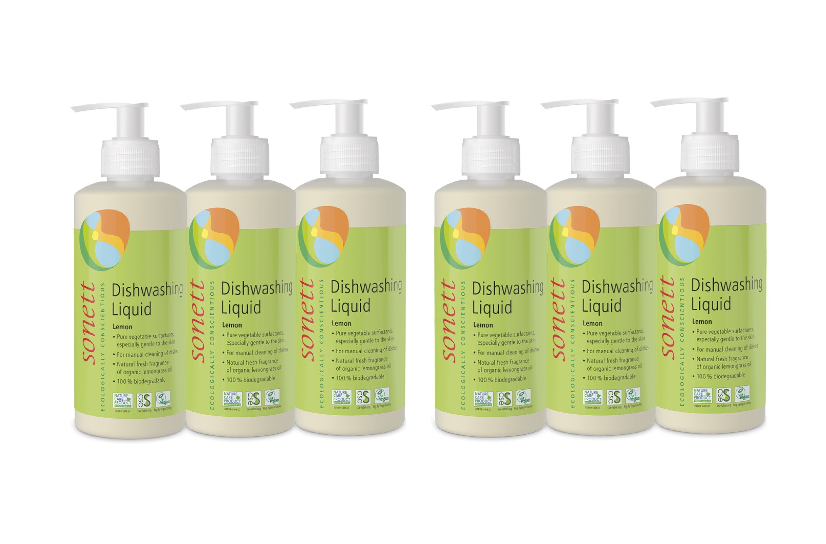 Sonett Organic Liquid Dish Soap, Lemon Scent, 10 Fluid Ounce, 6 Count