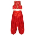 thumbnail image 3 of TiaoBug Gilet Arabe pour Enfants Filles Garçons Personnage de Conte de Fées avec Ensemble de Bloomers en Satin Rouge 12, 3 of 5