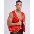 thumbnail image 6 of Zaldita Mens Halloween Tops Shiny Stain Vest Gold Trim Sleeveless Open Front Waistcoat A Burgundy 3XL, 6 of 7