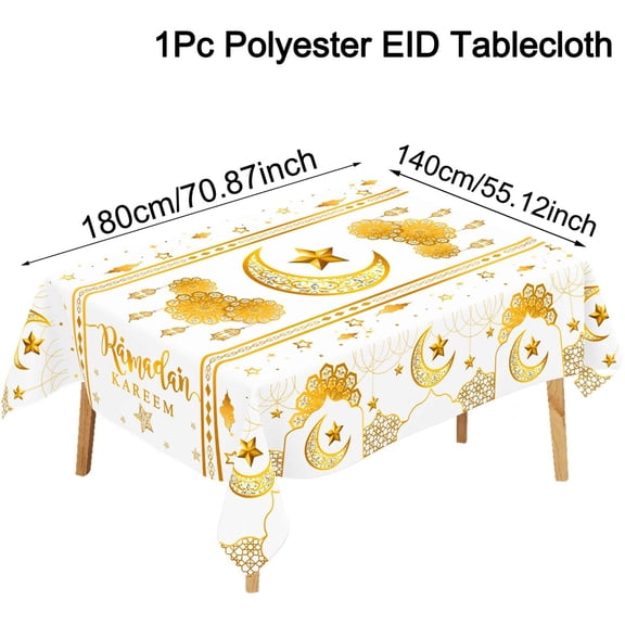 2025 Ramadan Moon Star Polyester Tablecloth 2025 Ramadan Kareem Decoration Islamic Muslim Party Supplies Eid Gifts