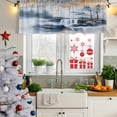 thumbnail image 5 of Navy Blue Mountain Curtain Valances for Windows, Kitchen Valance Window Treatments Panel 2 Pack, Modern Abstract Art Tree Rod Pocket Short Curtains for Bathroom Bedroom 42 x 18 Inch, 5 of 8