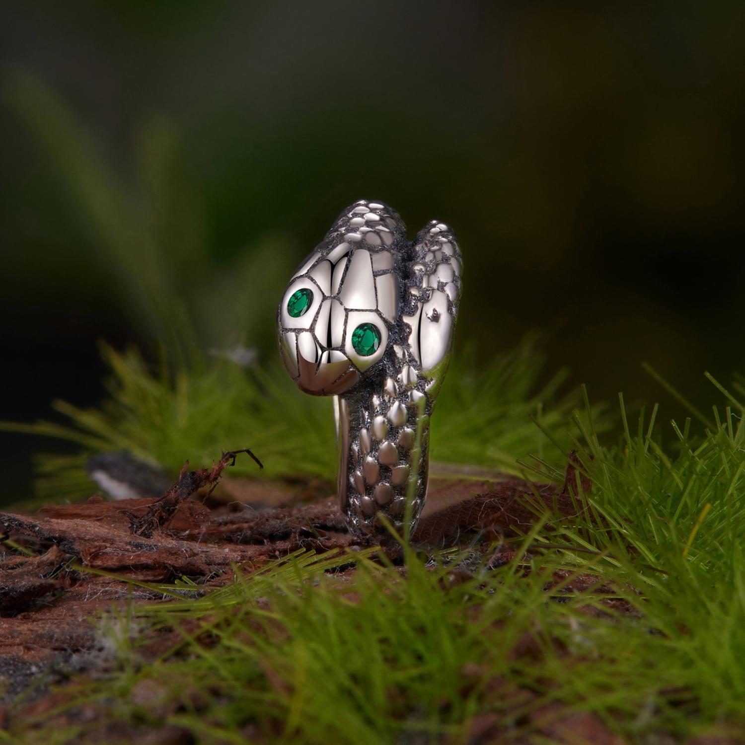 Serpent Silicone Spacer Beads Charm, 925 Sterling Silver Accessory, Compatible with 3mm-4.5mm Bracelet  ,Gift Box Packaging