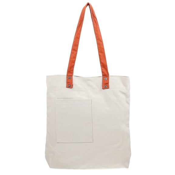 OUNONA Reusable Canvas Grocery Tote Bag with Zippered Phone Pocket, Beige Shopping Bag for Everyday Use
