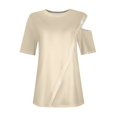 thumbnail image 5 of Womens Cold Shoulder Tops 2025 Summer Trendy Gradient/Solid Color Dressy Casual T-Shirts Crewneck Ladies Going Out Tunic Blouses, 5 of 6