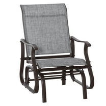Outdoor Glider Chair - Patio Gliders for Backyard, Garden & Porch - Steel Frame, Mesh Fabric, Gray - Smooth Swing Seating