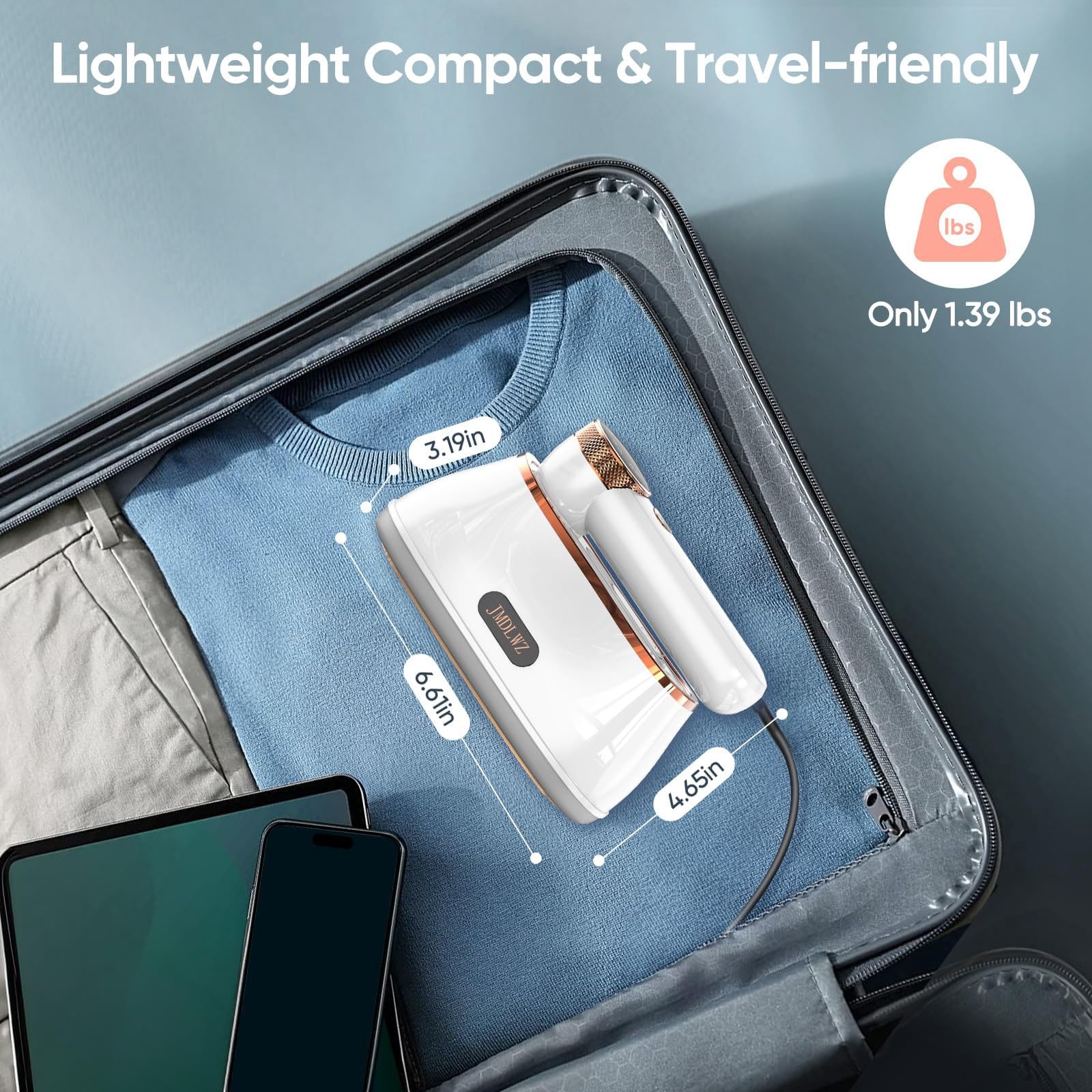 Travel Steamer Iron for Clothes Mini - Portable Ironing Machine Travel Small Size Portable Steamer Travel College Dorm Home Essentials Steamer for Clothes(White)