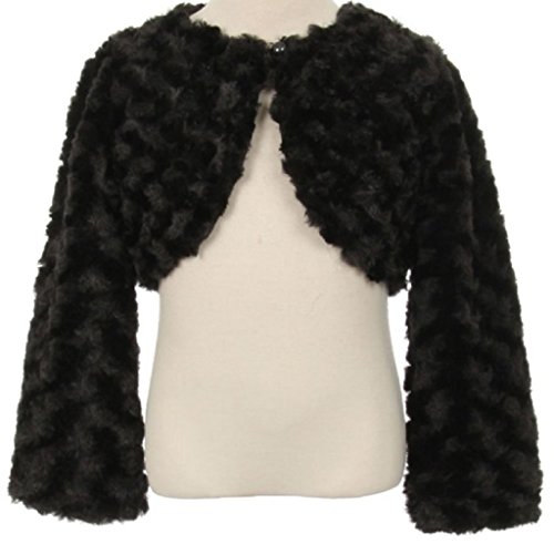 Big Girls' Fluffy Faux Fur Swirl Bolero Jacket Winter Knit Sweater