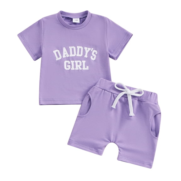 Bagilaanoe 2pcs Toddler Baby Girl Shorts Set Short Sleeve Letter Print T Shirt Tops Shorts 6M 12M 18M 24M 3T Kids Casual Summer Clothes
