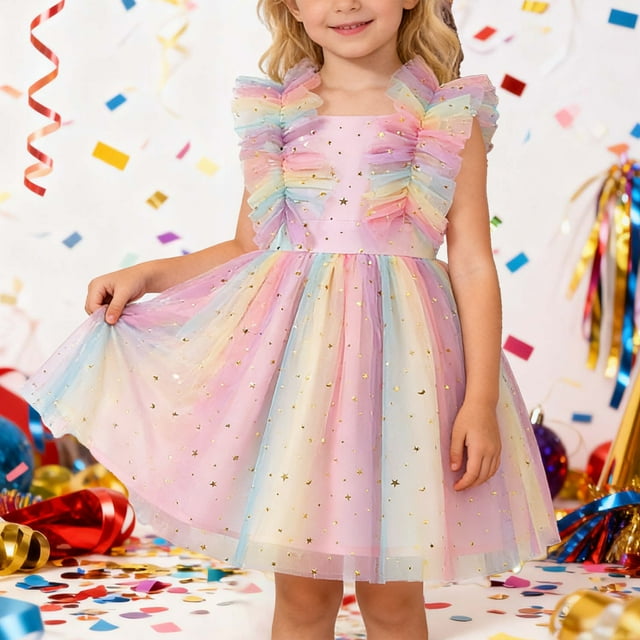 Sequin Ruffled Dress for Toddler Girls Elegant Party and Dance Attire