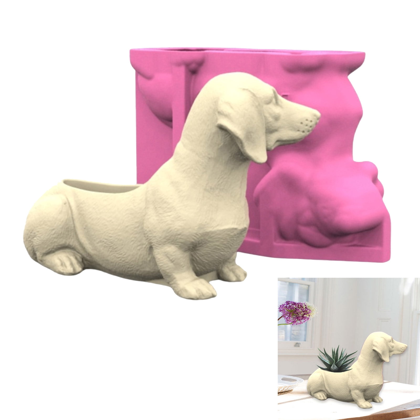Multipurpose Silicone Mould Dog Shape for Plant Pots Epoxy Resin Vase Planter and Pen Holder Crafting