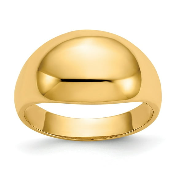14K Yellow Gold Ring Band Themed 10mm Domed-top Tapered Cigar