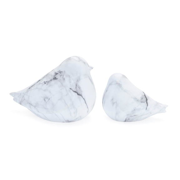 Melrose Faux Marble Finish Bird Figurines - 6.5" - Set of 2