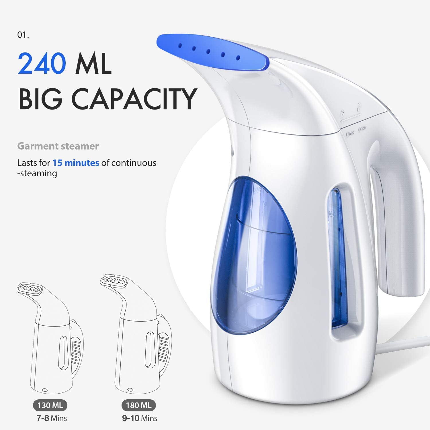 Handheld Garment Steamer Clothing Mini Iron Hilife Steamer for Clothes Steamer 