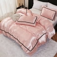 thumbnail image 5 of Pink Satin Comforter Set 7 Pieces Bed in a Bag Luxurious Satin Bedding Set with Comforter Pillowcases and Sheets Sets Mini Pompoms Design Super Soft Silky Bed Set for All Seasons, 5 of 12
