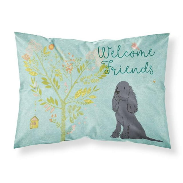 Carolines Treasures BB7618PILLOWCASE Welcome Friends Black Cocker Spaniel Fabric Standard Pillowcase