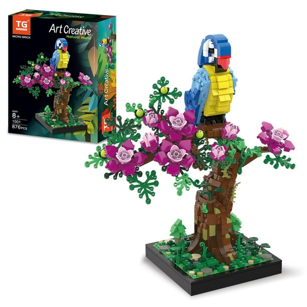 Tg Bloques Micro Ladrillo Flor Loro Juegos De Construcción De Juguetes Decoración Del Hogar Y Arte De Oficina Regalo Creativo Modelo De Planta De Bricolaje Para Adultos Para Adolescentes De 8 Años Niñ