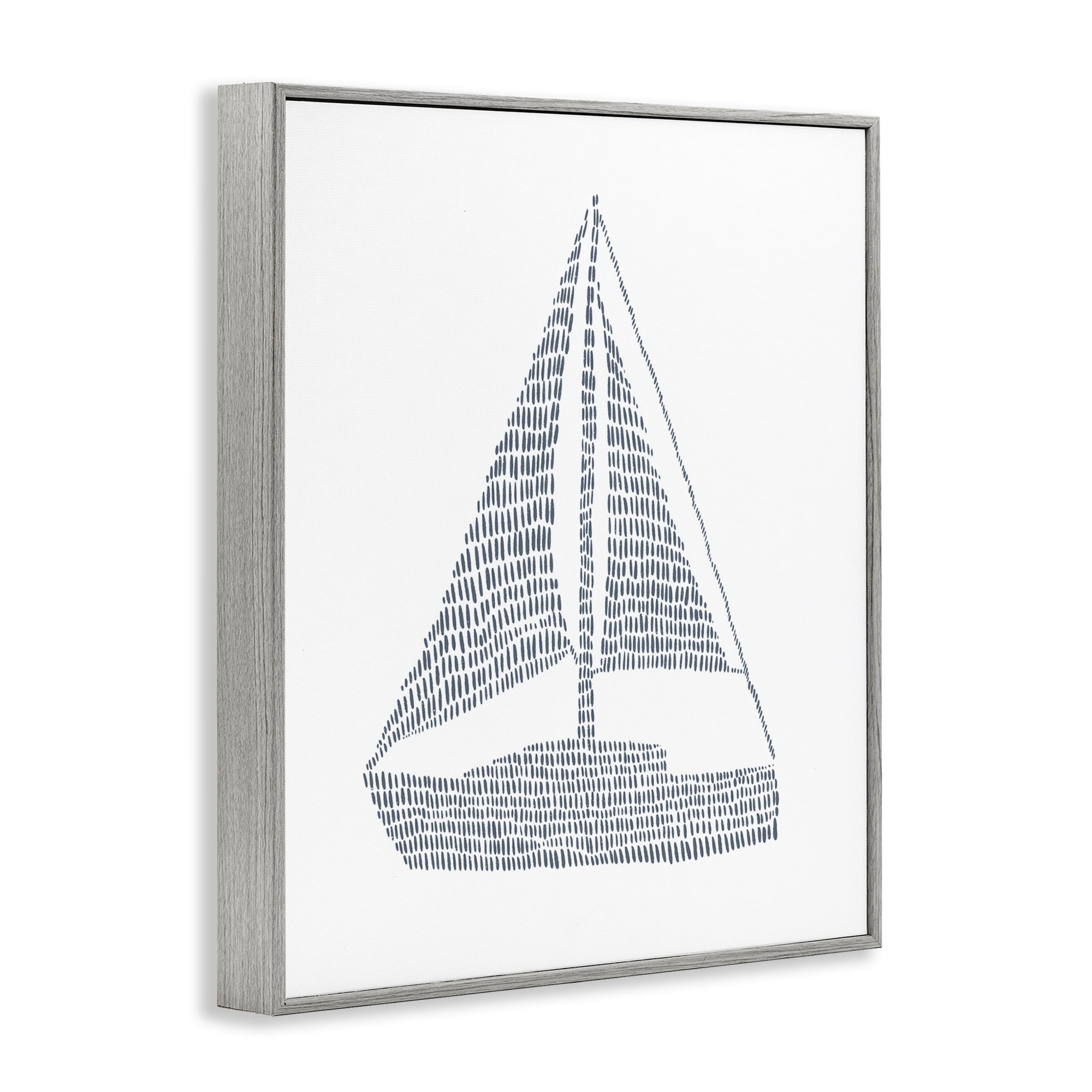Stupell Industries Minimal Sail Boat Coastal Painting Gray Framed Art Print Wall Art, 11 x 14
