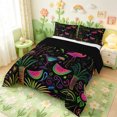 thumbnail image 2 of meiyoeat Pink Neon Flamingo Full Size Comforter Sets For Girls,Tropical Cartoon Palm Tree Bedding Comforter Set,Black Reversible,3pcs,1 Comforter and 2 Pillowcases, 2 of 7