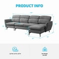 thumbnail image 2 of Modern 110" Modular Sectional Couches for Living Room, L-Shaped Sectional Sofa, 4 Seat Oversized Sofa with Chaise, Dark Gray, 2 of 8