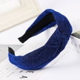 thumbnail image 2 of Ljudmp Fabric Twisted Knot Headband for Women Non Slip Hair Hoop Minimalist Hair Bands Hair Wrap For Daily Office Party Facial Hair Accessories Blue Shiny Metallic Glitter Fabric, 2 of 2