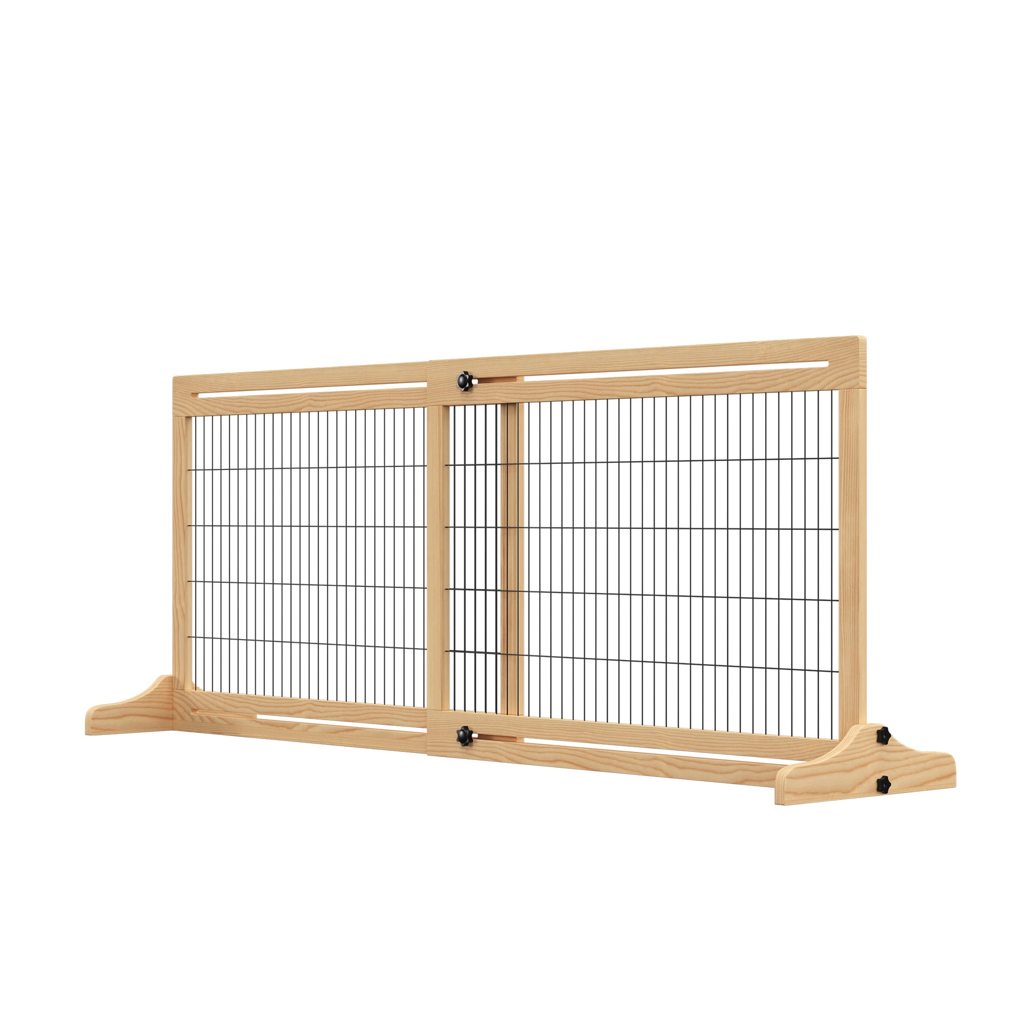Favory 71" Extra Wide Freestanding Pet Gate with Adjustable Length Dog, Cat, Barrier for House, Doorway, Hallway,Long Adjustable Pet Gate, Dog Barrier,Natural