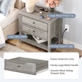 thumbnail image 6 of LGHM 2 Drawer Nightstand with Charging Station, 26.7" Large Bedside Table with Open Shelf, Dresser for Bedroom, Living Room, Gray, 6 of 10