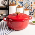 thumbnail image 4 of Lodge 4.5 Quart Enameled Cast Iron Dutch Oven with Lid – Dual Handles – Oven Safe up to 500° F or on Stovetop - Use to Marinate, Cook, Bake, Refrigerate and Serve – Ruby with Gold Knob, 4 of 4