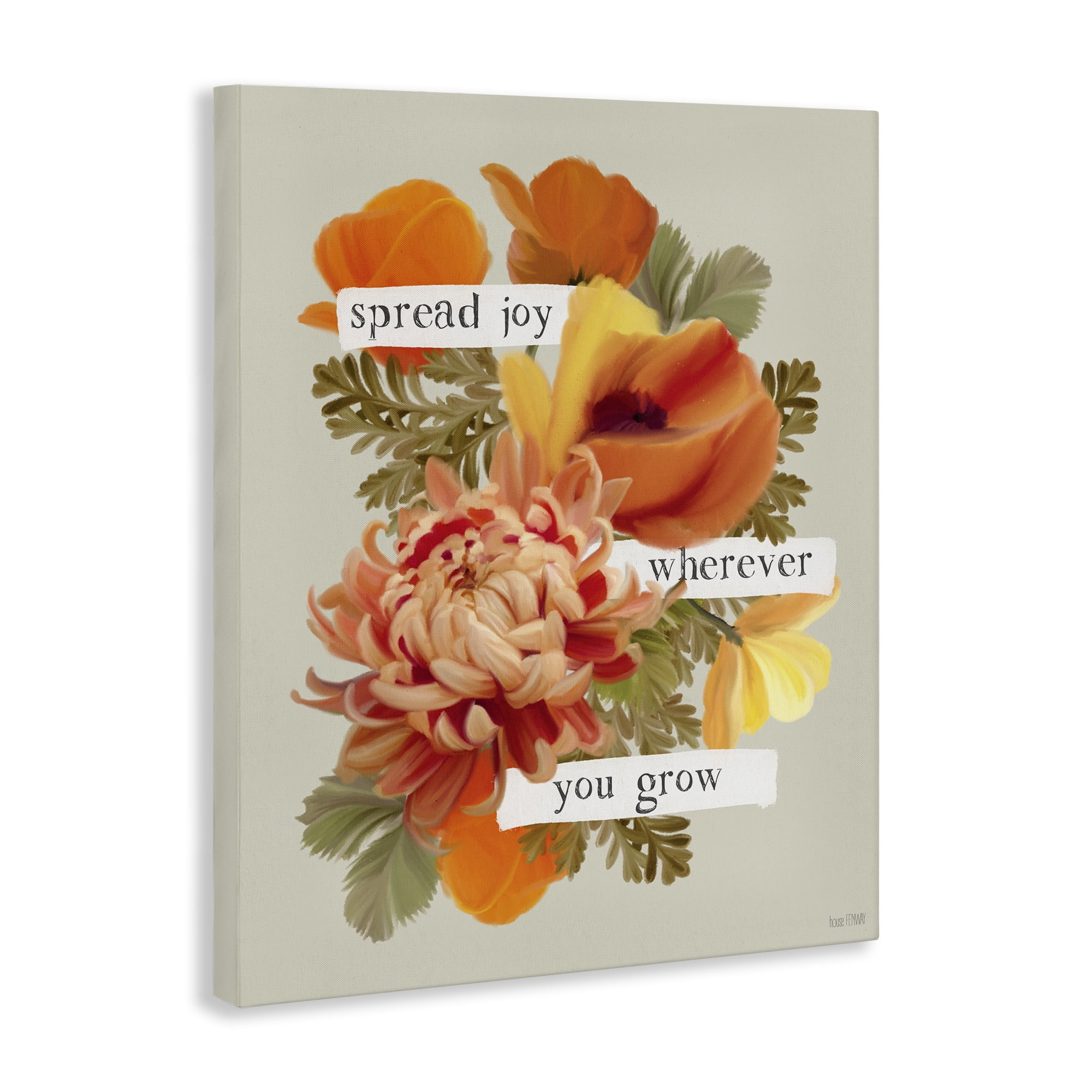 Stupell Industries Spread Joy Flowers Botanical & Floral Painting Gallery Wrapped Canvas Art Print Wall Art, 24 x 30
