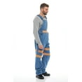 thumbnail image 2 of NotusWears Men's Hi-vis Bib Overall Denim Heavy-Duty Workwear With Reflective Stripes Multi-Pockets Jeans Dungaree Orange Light Blue W40-L34, 2 of 5