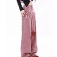 thumbnail image 6 of Dr.Eam Womens Trousers Jeans Casual Fashionable Loose Baggy Wide Leg Pants A Low Waist Embroidered Edge Denim Pants Female Casual Bottoms Clothing Homewear, 6 of 9