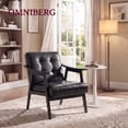 thumbnail image 3 of OMNIBERG Mid-Century Modern Accent Chair, PU Leather Armchair with Solid Wood Frame, Comfort Reading Chair Lounge Chair for Living Room Bedroom Sunroom, Black, 3 of 7